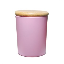 Glas 40 cl Roze matglas met Houten Deksel