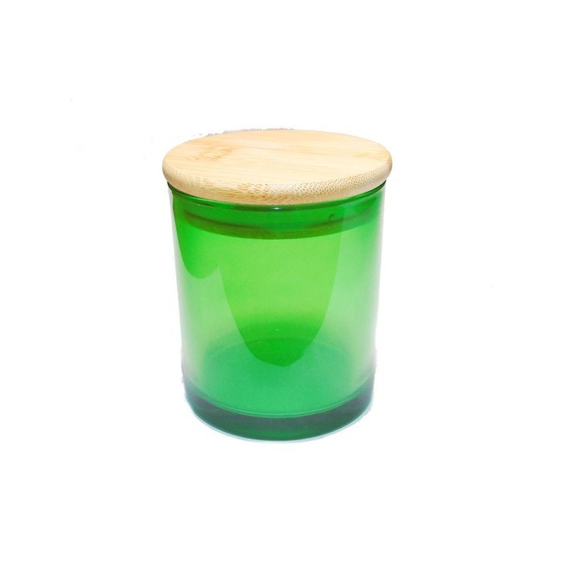 Glas  30 cl Groen helder glas met houten deksel