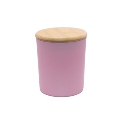 Glas 20 cl roze matglas met houten deksel